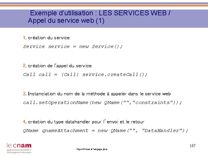  Exemple d’utilisation : LES SERVICES WEB / Appel du service web (1) 1.