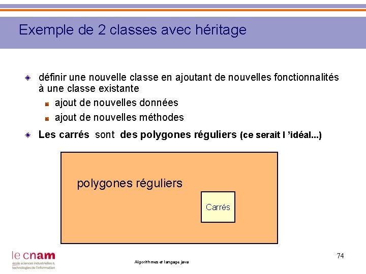 Exemple de 2 classes avec héritage définir une nouvelle classe en ajoutant de nouvelles
