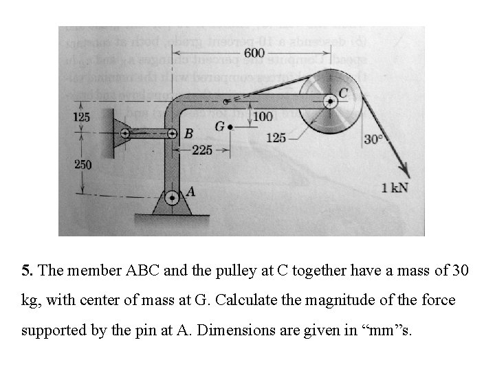 5. The member ABC and the pulley at C together have a mass of