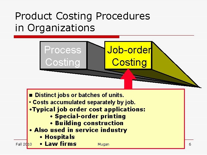 Product Costing Procedures in Organizations Process Costing Job-order Costing n Distinct jobs or batches