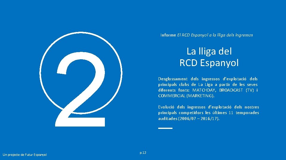 Informe El RCD Espanyol a la lliga dels ingressos 2 Un projecte de Futur