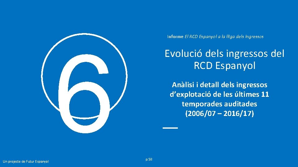 Informe El RCD Espanyol a la lliga dels ingressos 6 Un projecte de Futur