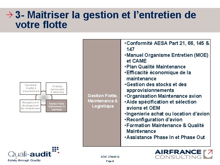 3 - Maîtriser la gestion et l’entretien de votre flotte Opérations, Qualité & Sécurité/Sûreté