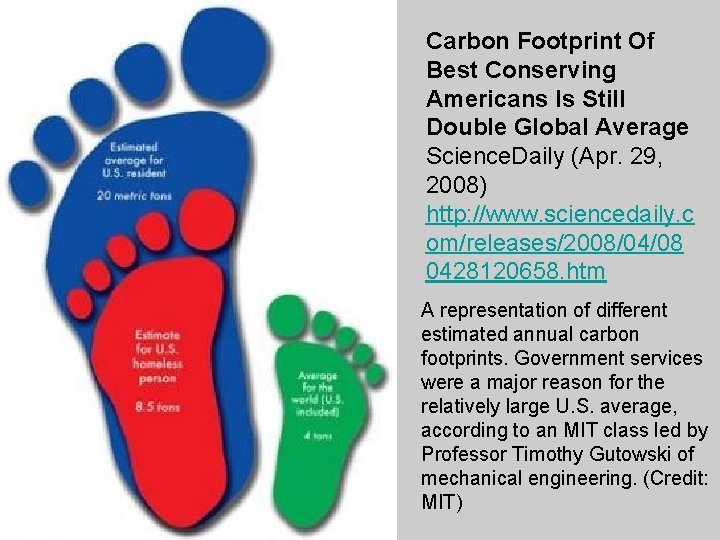 Carbon Footprint Of Best Conserving Americans Is Still Double Global Average Science. Daily (Apr.
