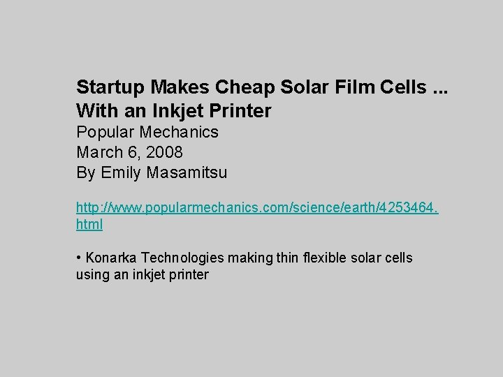 Startup Makes Cheap Solar Film Cells. . . With an Inkjet Printer Popular Mechanics