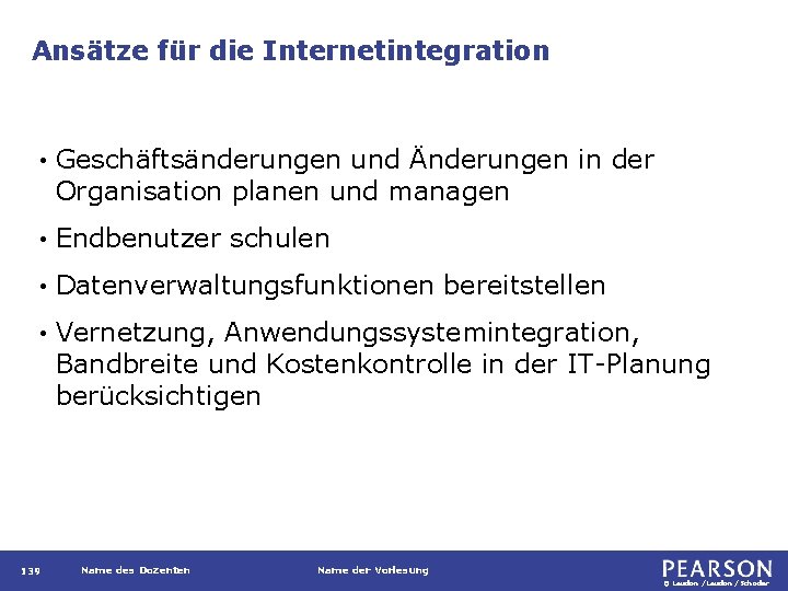 Ansätze für die Internetintegration • Geschäftsänderungen und Änderungen in der Organisation planen und managen