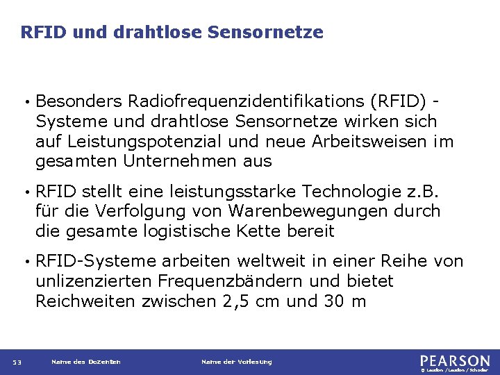 RFID und drahtlose Sensornetze 53 • Besonders Radiofrequenzidentifikations (RFID) Systeme und drahtlose Sensornetze wirken