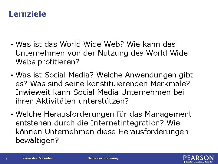 Lernziele 6 • Was ist das World Wide Web? Wie kann das Unternehmen von