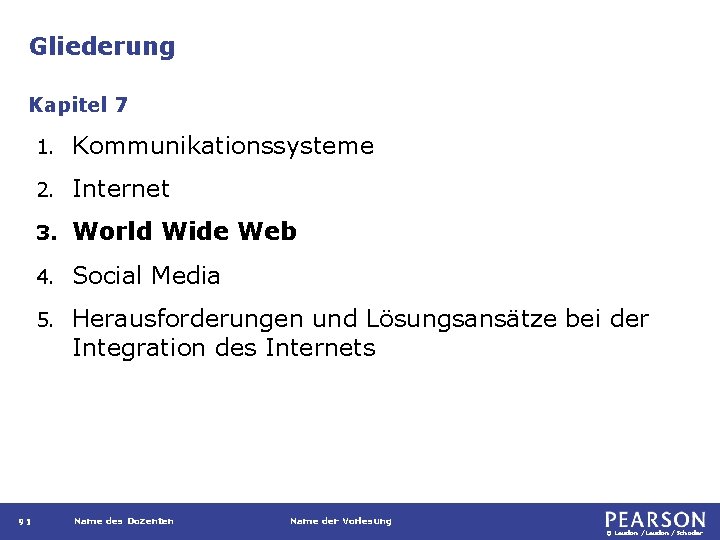 Gliederung Kapitel 7 91 1. Kommunikationssysteme 2. Internet 3. World Wide Web 4. Social