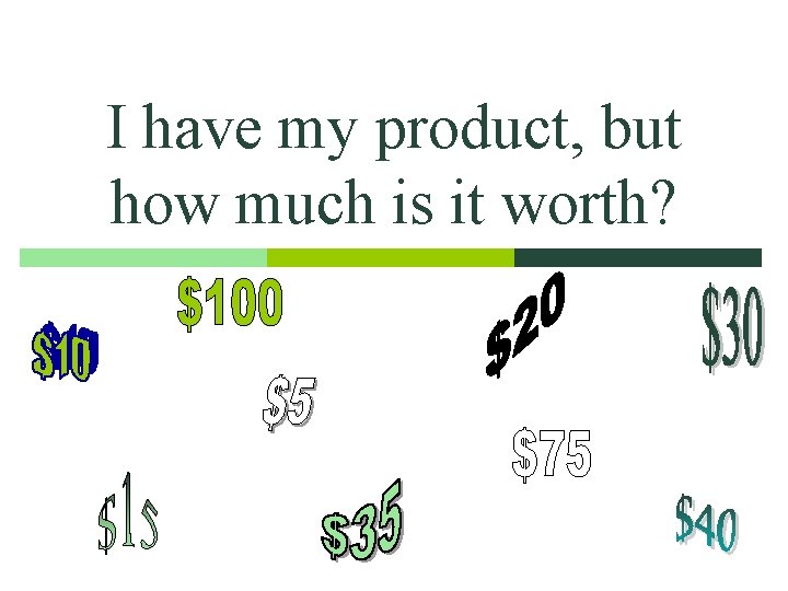 I have my product, but how much is it worth? 