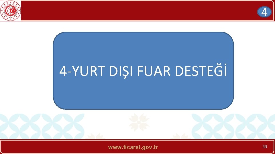 4 4 -YURT DIŞI FUAR DESTEĞİ www. ticaret. gov. tr 38 