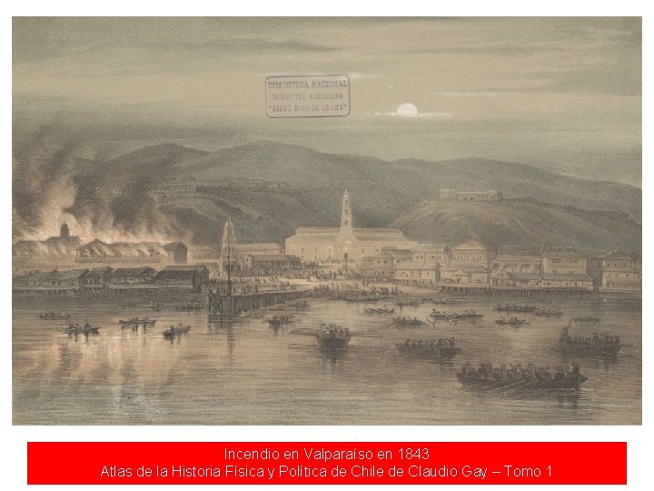 Incendio en Valparaíso en 1843 Atlas de la Historia Física y Política de Chile