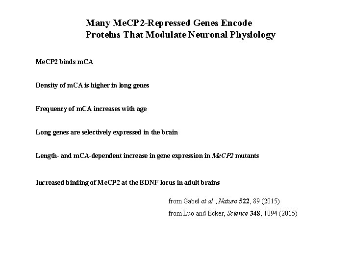 Many Me. CP 2 -Repressed Genes Encode Proteins That Modulate Neuronal Physiology Me. CP