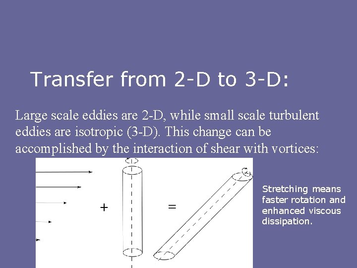 Transfer from 2 -D to 3 -D: Large scale eddies are 2 -D, while