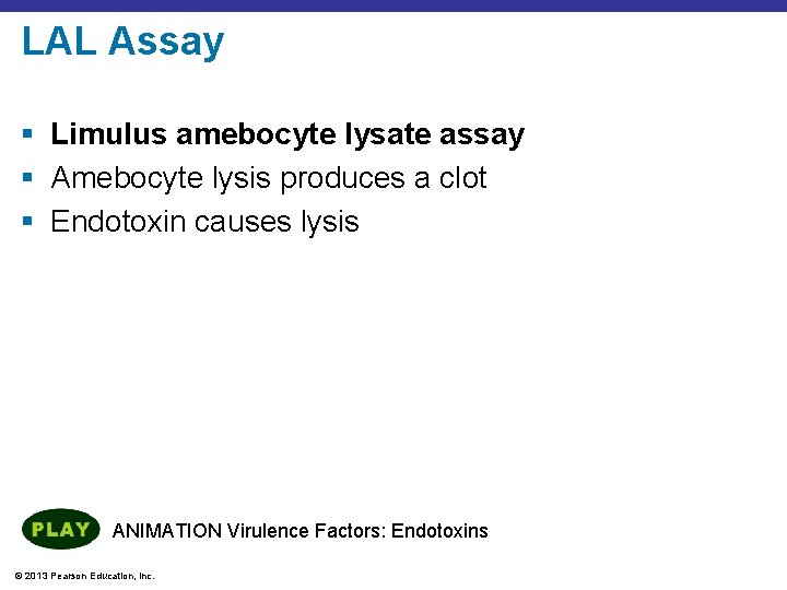 LAL Assay § Limulus amebocyte lysate assay § Amebocyte lysis produces a clot §