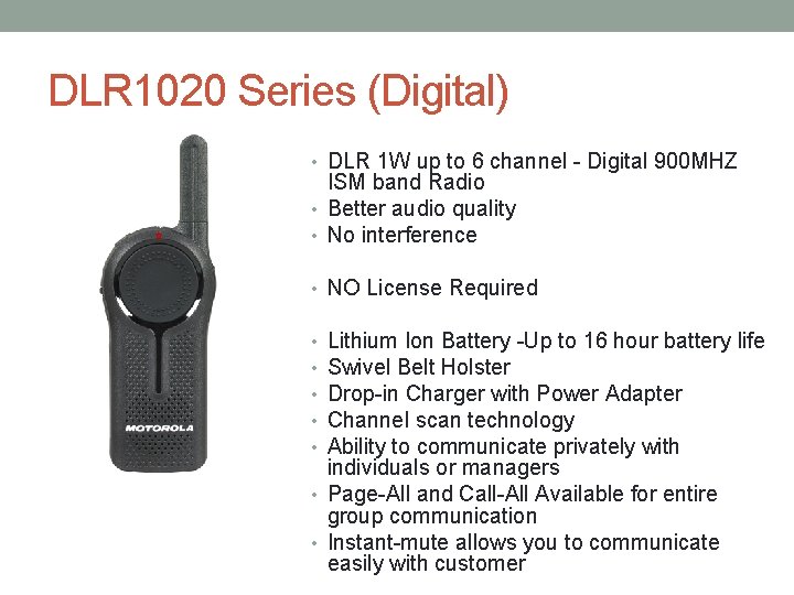 DLR 1020 Series (Digital) • DLR 1 W up to 6 channel - Digital