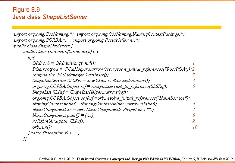 Figure 8. 9 Java class Shape. List. Server import org. omg. Cos. Naming. *; Figure 8. 9 Java class Shape. List. Server import org. omg. Cos. Naming. *;