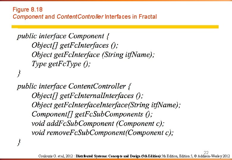 Figure 8. 18 Component and Content. Controller Interfaces in Fractal 22 Coulouris G. et Figure 8. 18 Component and Content. Controller Interfaces in Fractal 22 Coulouris G. et