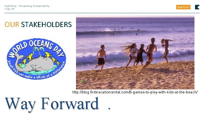 Right. Ship - Rewarding Sustainability Page 28 OUR STAKEHOLDERS http: //blog. firstvacationrental. com/8 -games-to-play-with-kids-at-the-beach/