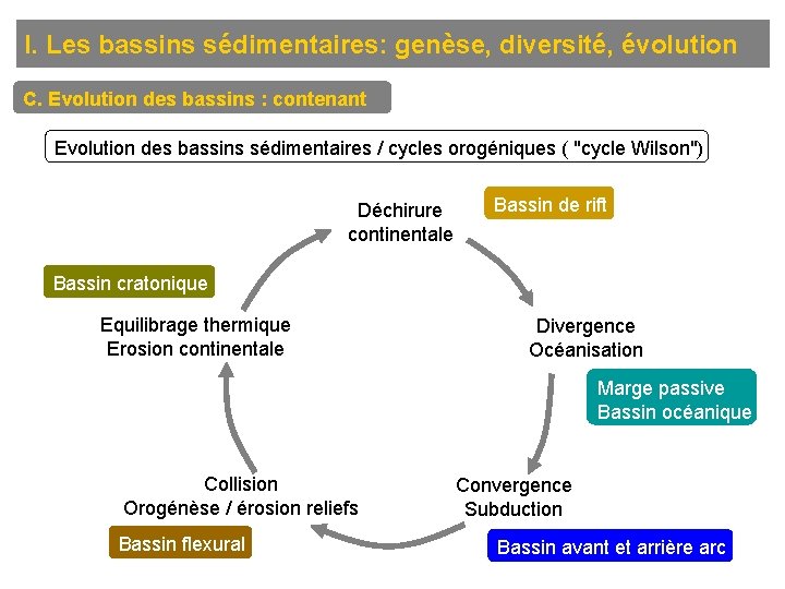 I. Les bassins sédimentaires: genèse, diversité, évolution C. Evolution des bassins : contenant Evolution