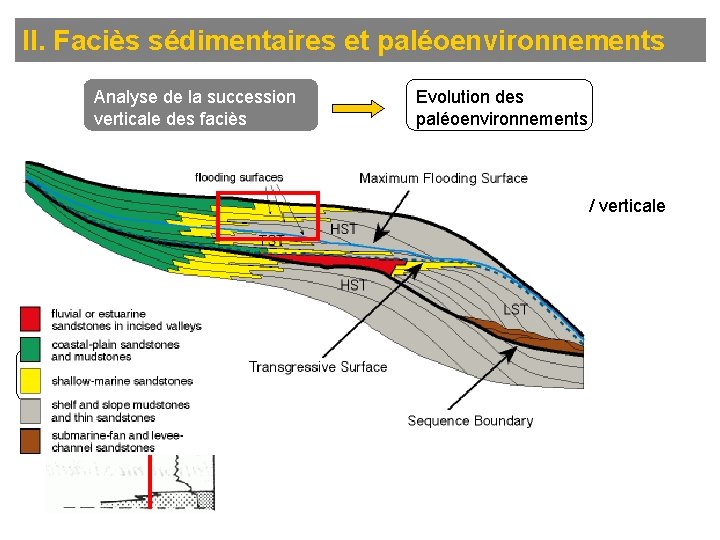 II. Faciès sédimentaires et paléoenvironnements Analyse de la succession verticale des faciès Evolution des