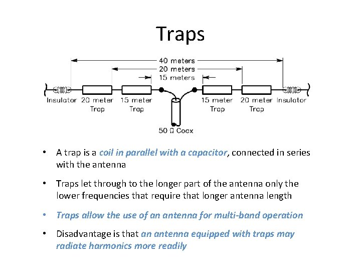 Traps • A trap is a coil in parallel with a capacitor, connected in