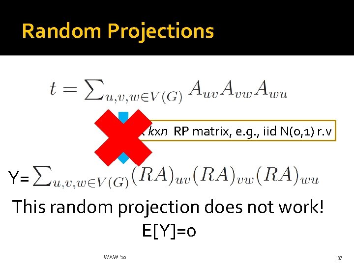 Random Projections R kxn RP matrix, e. g. , iid N(0, 1) r. v