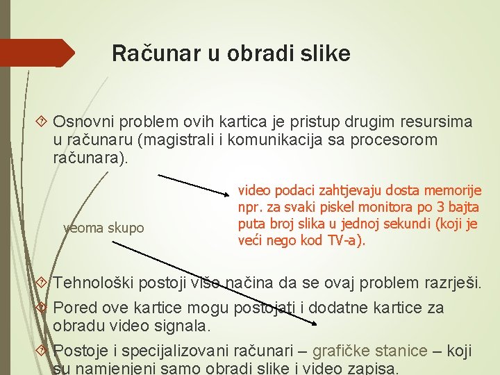 Računar u obradi slike Osnovni problem ovih kartica je pristup drugim resursima u računaru Računar u obradi slike Osnovni problem ovih kartica je pristup drugim resursima u računaru
