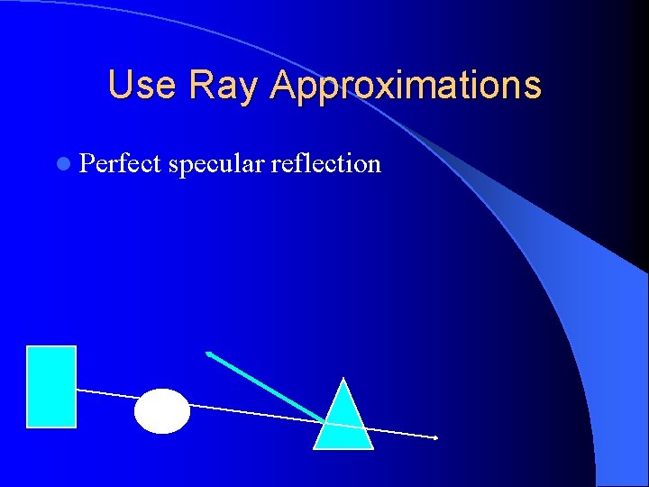 Use Ray Approximations l Perfect specular reflection 