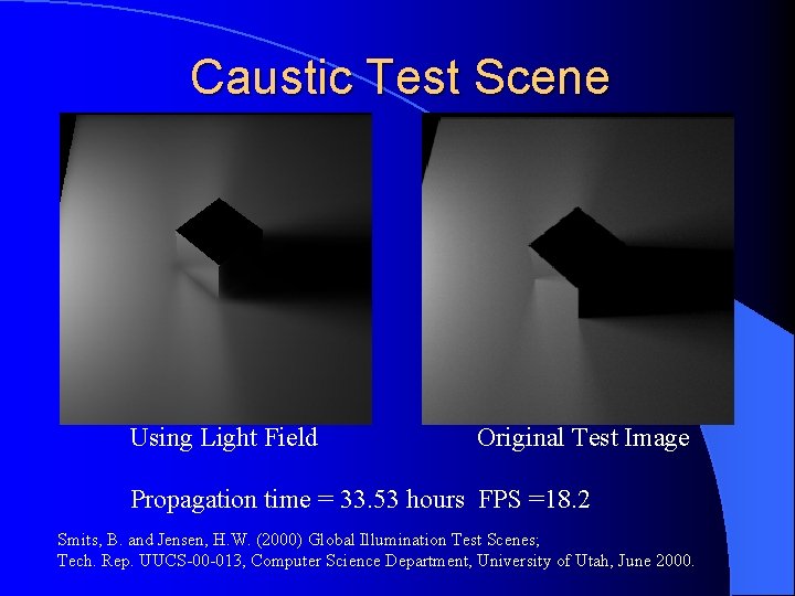 Caustic Test Scene Using Light Field Original Test Image Propagation time = 33. 53
