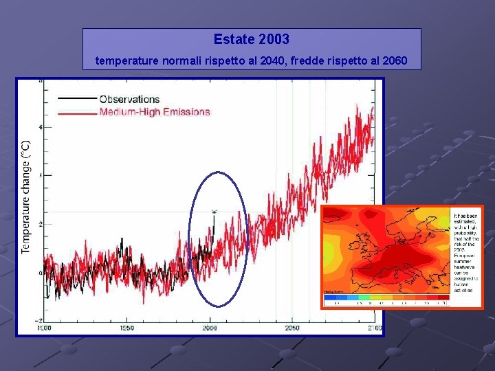 Estate 2003 temperature normali rispetto al 2040, fredde rispetto al 2060 