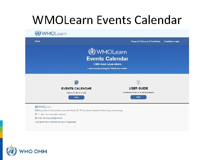 WMOLearn Events Calendar 