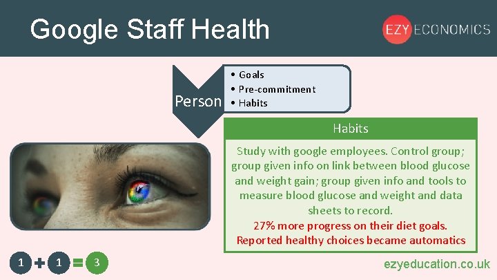 Google Staff Health Person • Goals • Pre-commitment • Habits Study with google employees.