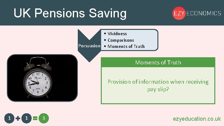 UK Pensions Saving • Vividness • Comparisons Persuasion • Moments of Truth Provision of