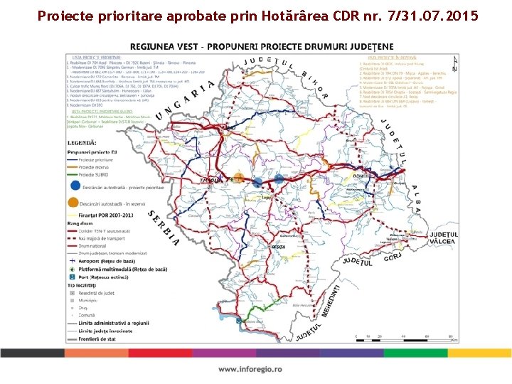 Proiecte prioritare aprobate prin Hotărârea CDR nr. 7/31. 07. 2015 