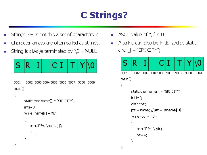 C Strings? n Strings ? – Is not this a set of characters ?