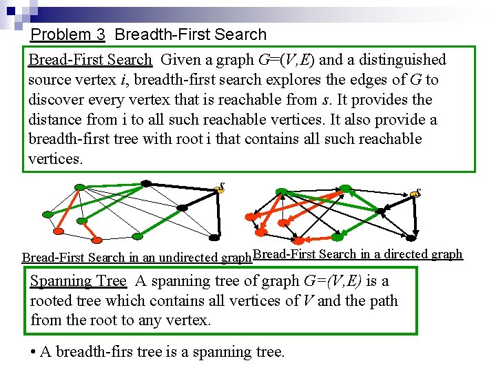 Problem 3 Breadth-First Search Bread-First Search Given a graph G=(V, E) and a distinguished