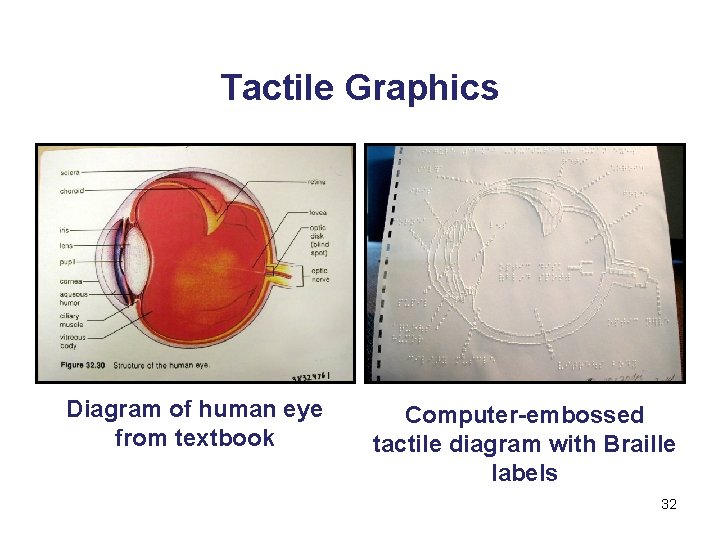 Tactile Graphics Diagram of human eye from textbook Computer-embossed tactile diagram with Braille labels