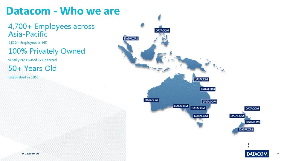 Datacom - Who we are 4, 700+ Employees across Asia-Pacific 2, 500+ Employees in