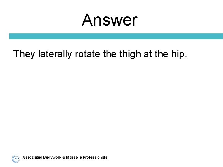 Answer They laterally rotate thigh at the hip. Associated Bodywork & Massage Professionals 