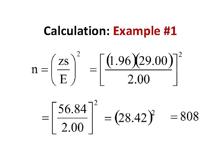 Calculation: Example #1 