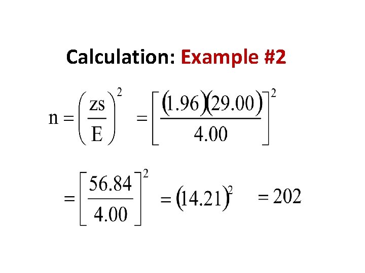 Calculation: Example #2 