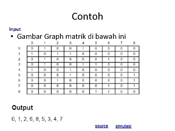 Contoh • Gambar Graph matrik di bawah ini source simulasi 