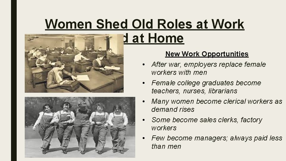 Women Shed Old Roles at Work and at Home • • • New Work