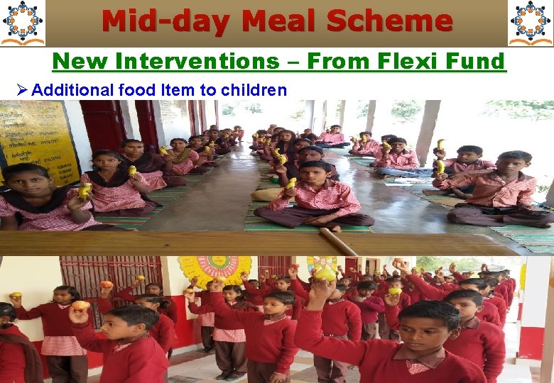 Mid-day Meal Scheme New Interventions – From Flexi Fund Ø Additional food Item to