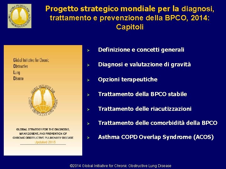 Progetto strategico mondiale per la diagnosi, trattamento e prevenzione della BPCO, 2014: Capitoli Ø