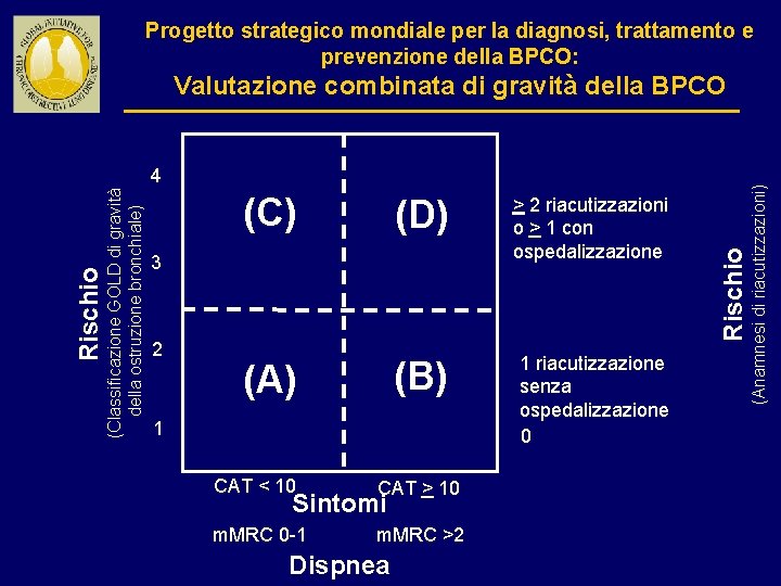 Progetto strategico mondiale per la diagnosi, trattamento e prevenzione della BPCO: (C) (D) >