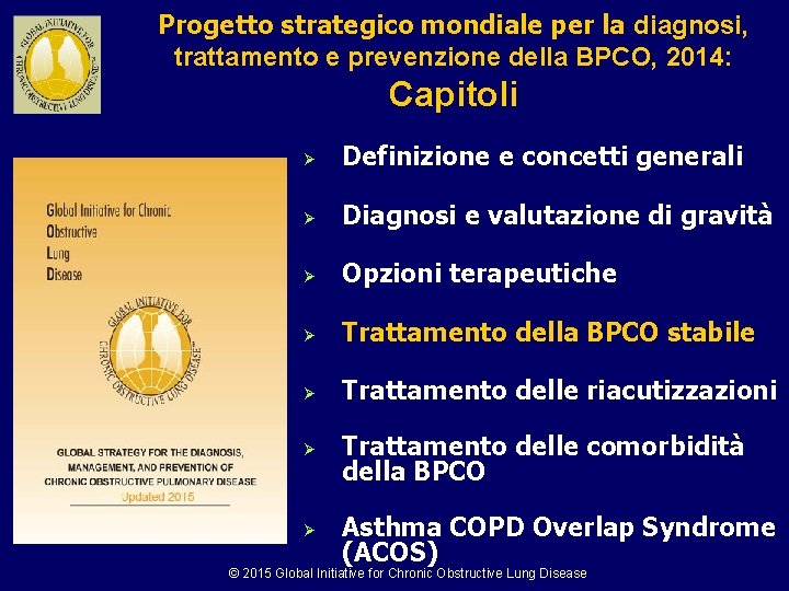 Progetto strategico mondiale per la diagnosi, trattamento e prevenzione della BPCO, 2014: Capitoli Ø