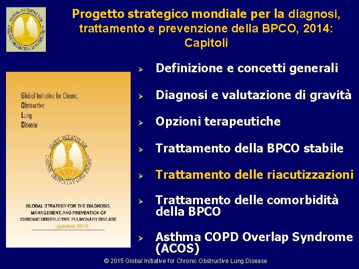 Progetto strategico mondiale per la diagnosi, trattamento e prevenzione della BPCO, 2014: Capitoli Ø