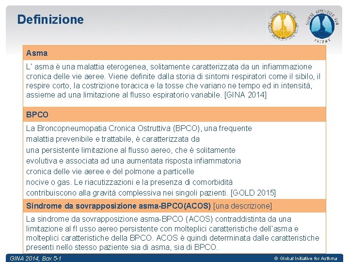 Definizione Asma L’ asma è una malattia eterogenea, solitamente caratterizzata da un infiammazione cronica